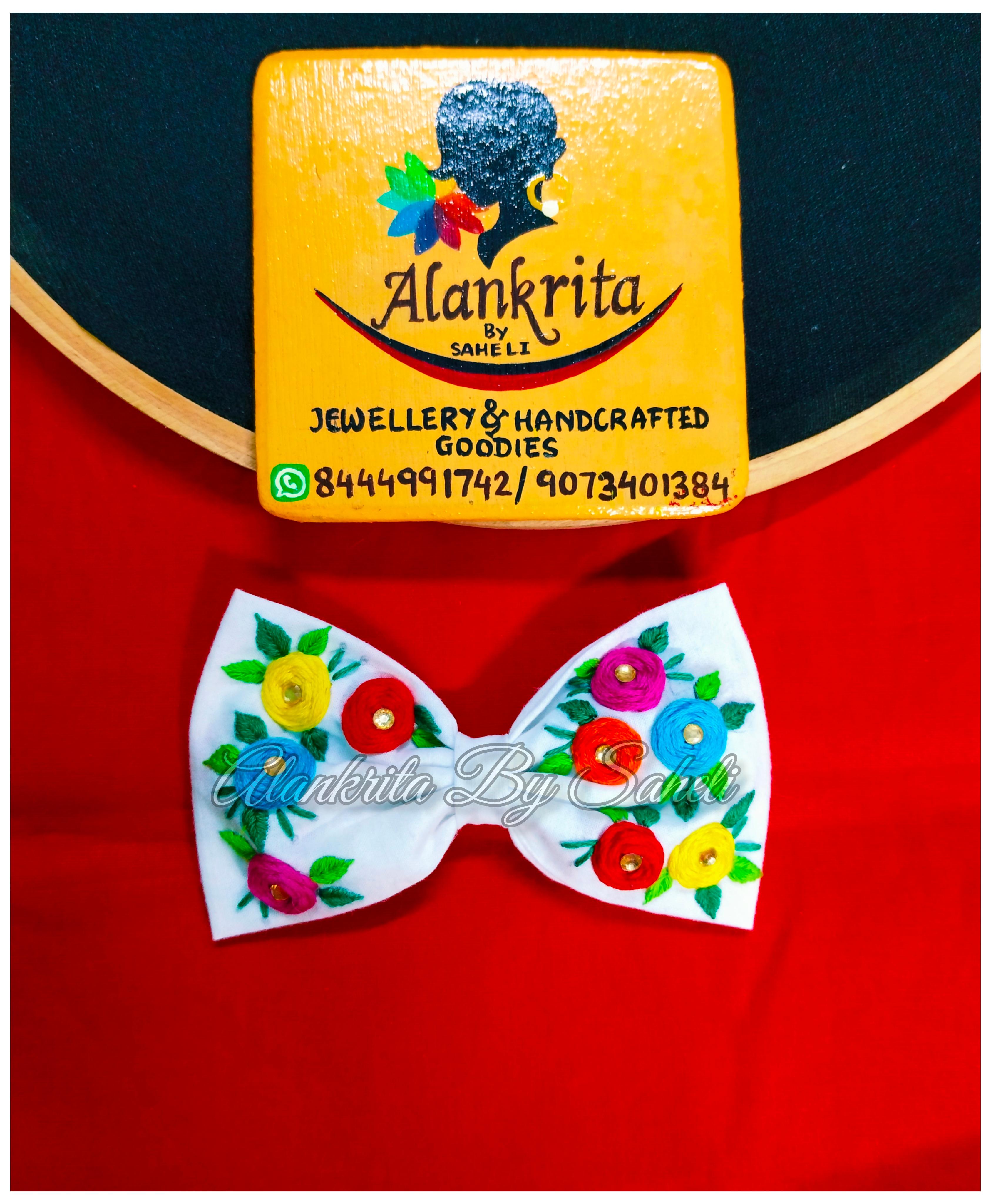 Embroidery Mini Bow hairclip