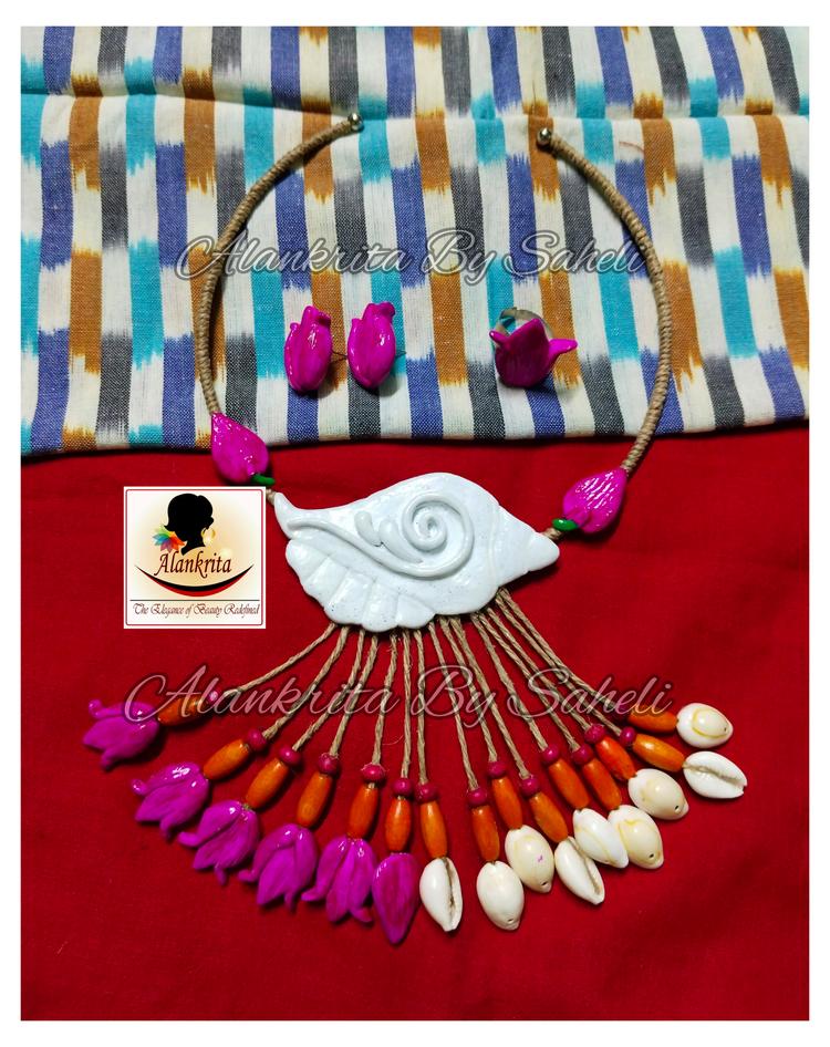 Clay Sankha Jute Hasuli Set